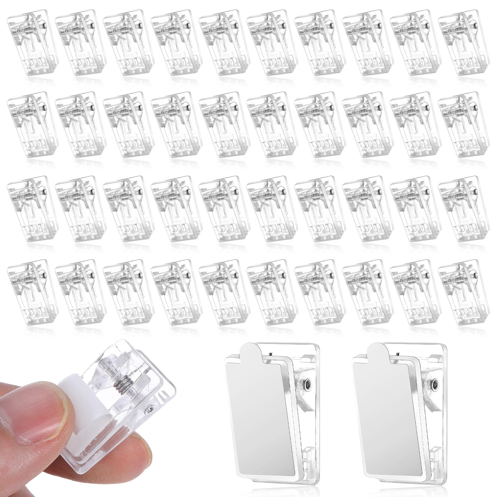 50 Pcs Sticky Clips for Hanging, Tapestry Hanging Clips, Self Adhesive Wall Hangers for Poster Photo Flag, Plastic Sticky Clip for Office Home Poster Paper, Party Decorations