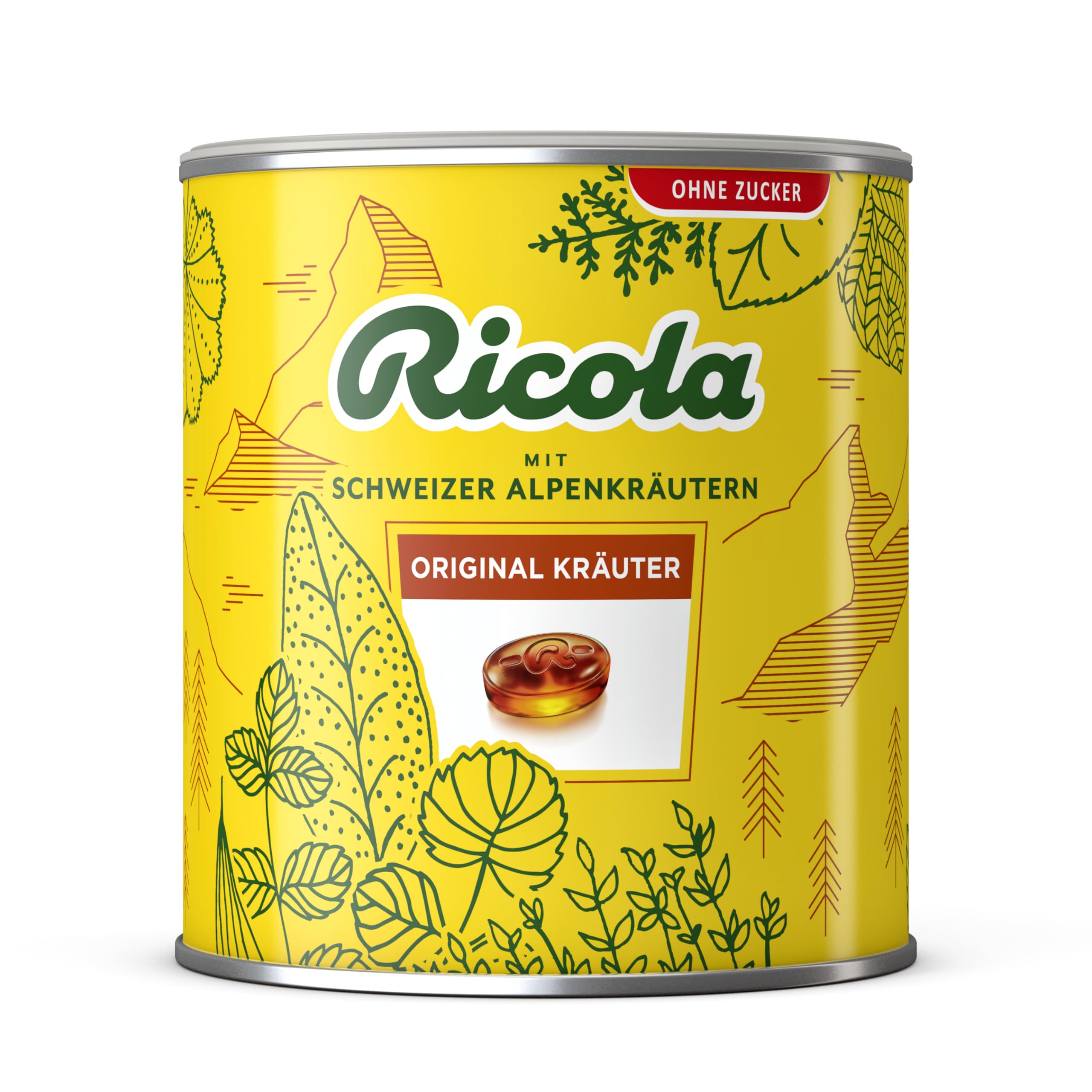 Ricola Contenitore gigante originale per erbe, 277 caramelle in barattolo di design da 1 kg, ideale come scorta o regalo, caramelle svizzere alle erbe, senza zucchero