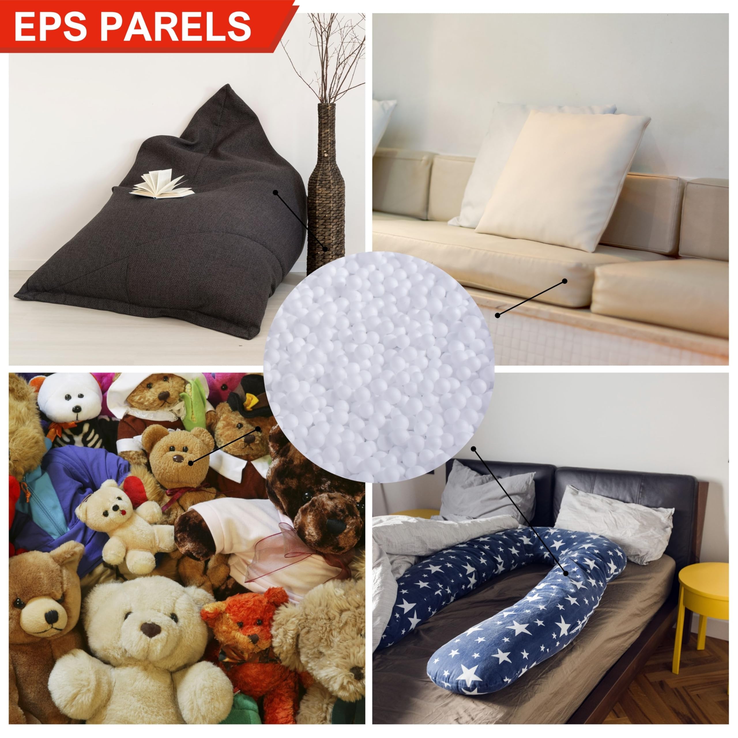 EPS Riempimento 300 Litri per pouf (ricarica, EPS Pearl), qualità premium da 30 a 400 litri