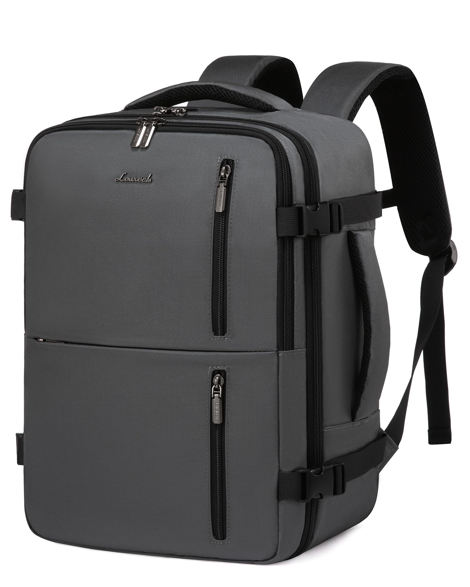 LOVEVOOK Sac a Dos Voyage Avion 40x30x20, Bagages Cabine, Bagage à Main Valise 24L, Port USB, Femme Homme, Ordinateur Portable 14 Pouces, Travail, Affaires, Gris
