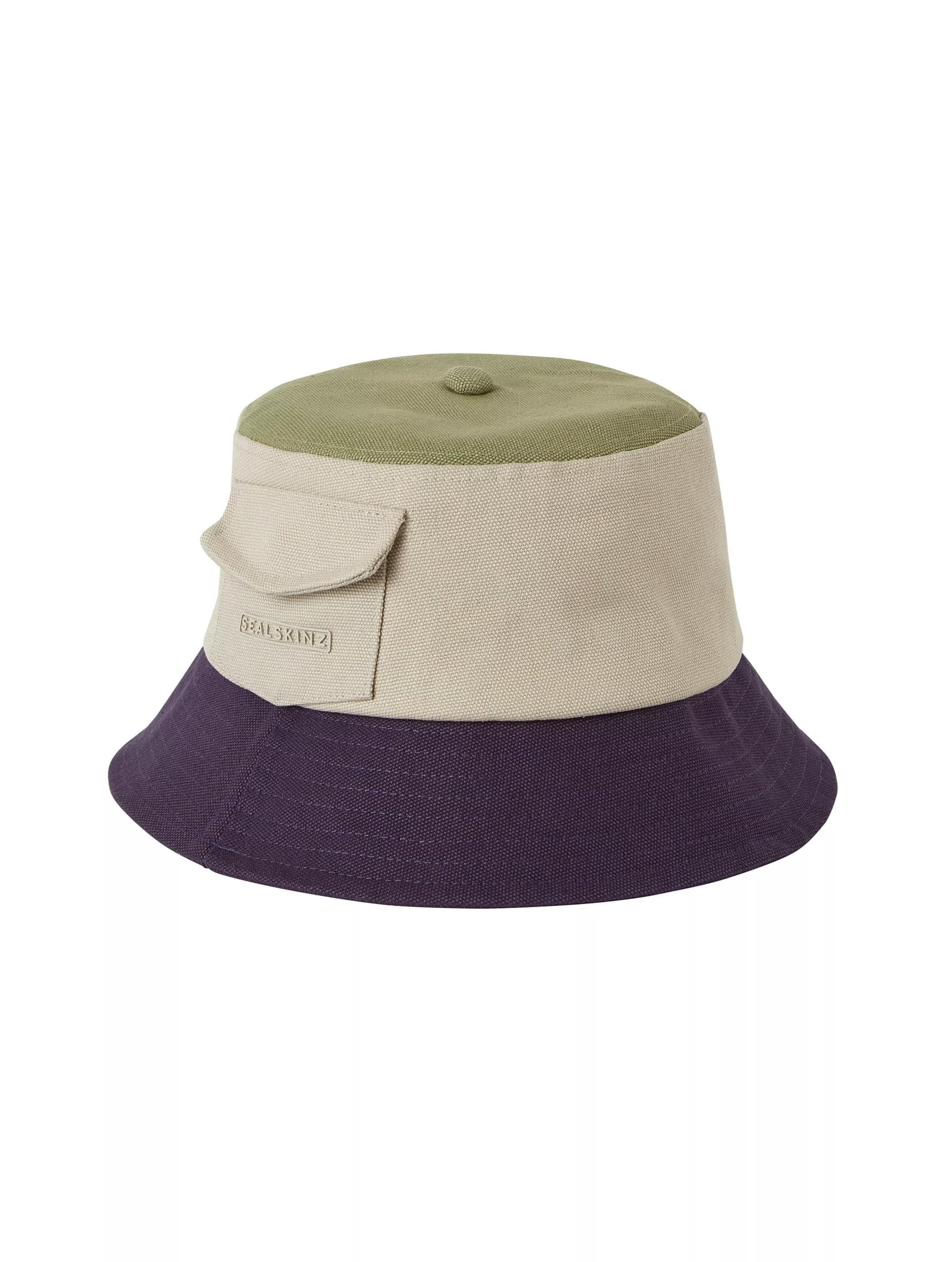SEALSKINZ | Lynford | Waterproof Unisex Bucket Hat with Pocket | All Weather | UV Protection Cream/Green