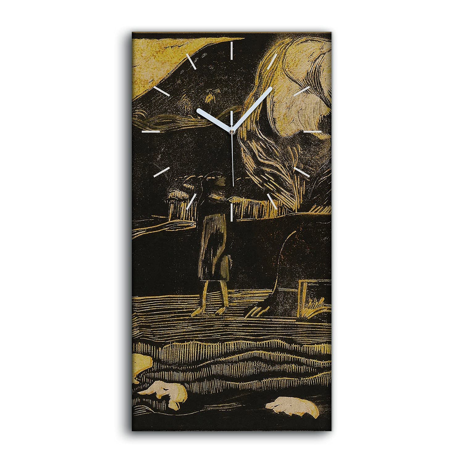 Horloge sur toile moderne deco salon chambre Coloray tableau mural rectangulaire 30x60cm