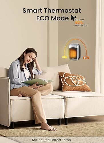 Miniatura 6 de GiveBest Calentador de espacio de pared enchufable con control remoto, calentador de salida de pared pequeño de 800 W con termostato ajustable y