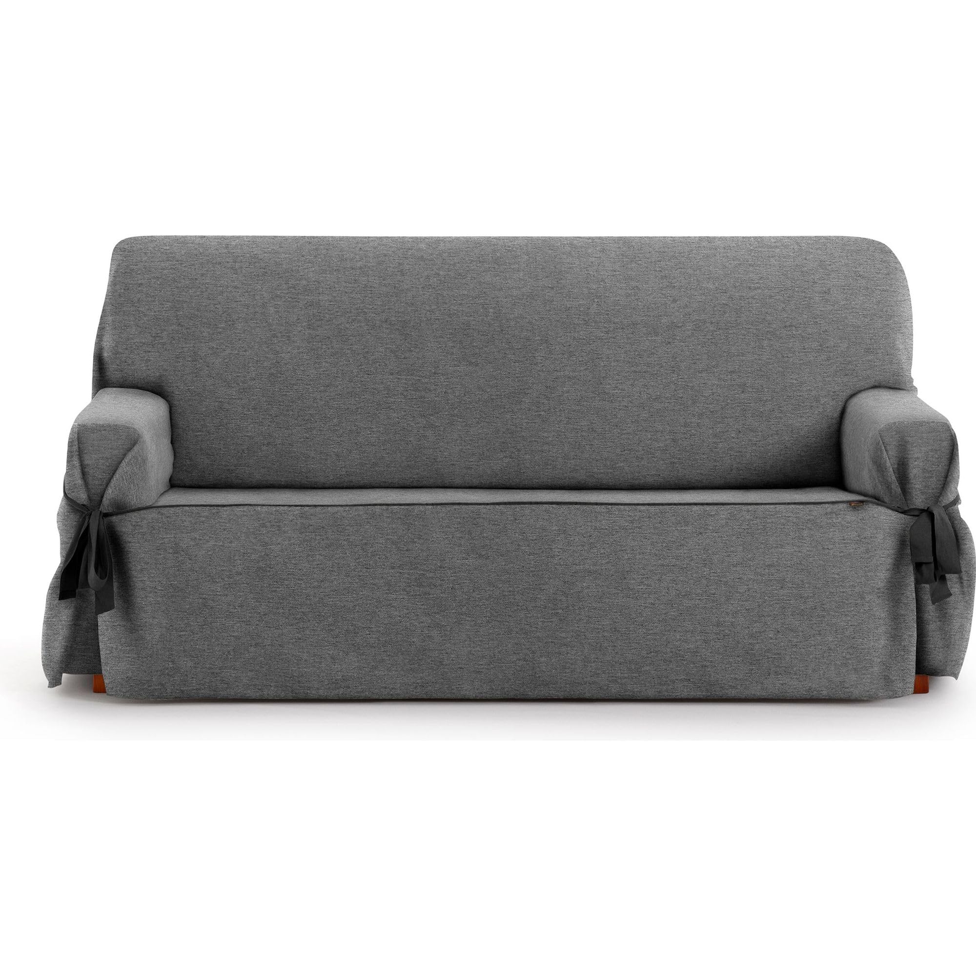 ECOMMERC3 | 2 Seater Sofa Cover Made of Non-Elastic Jacquard Fabric – Anthracite Sofa Cover with Decorative Ties and Elegant Protection for Your Sofa