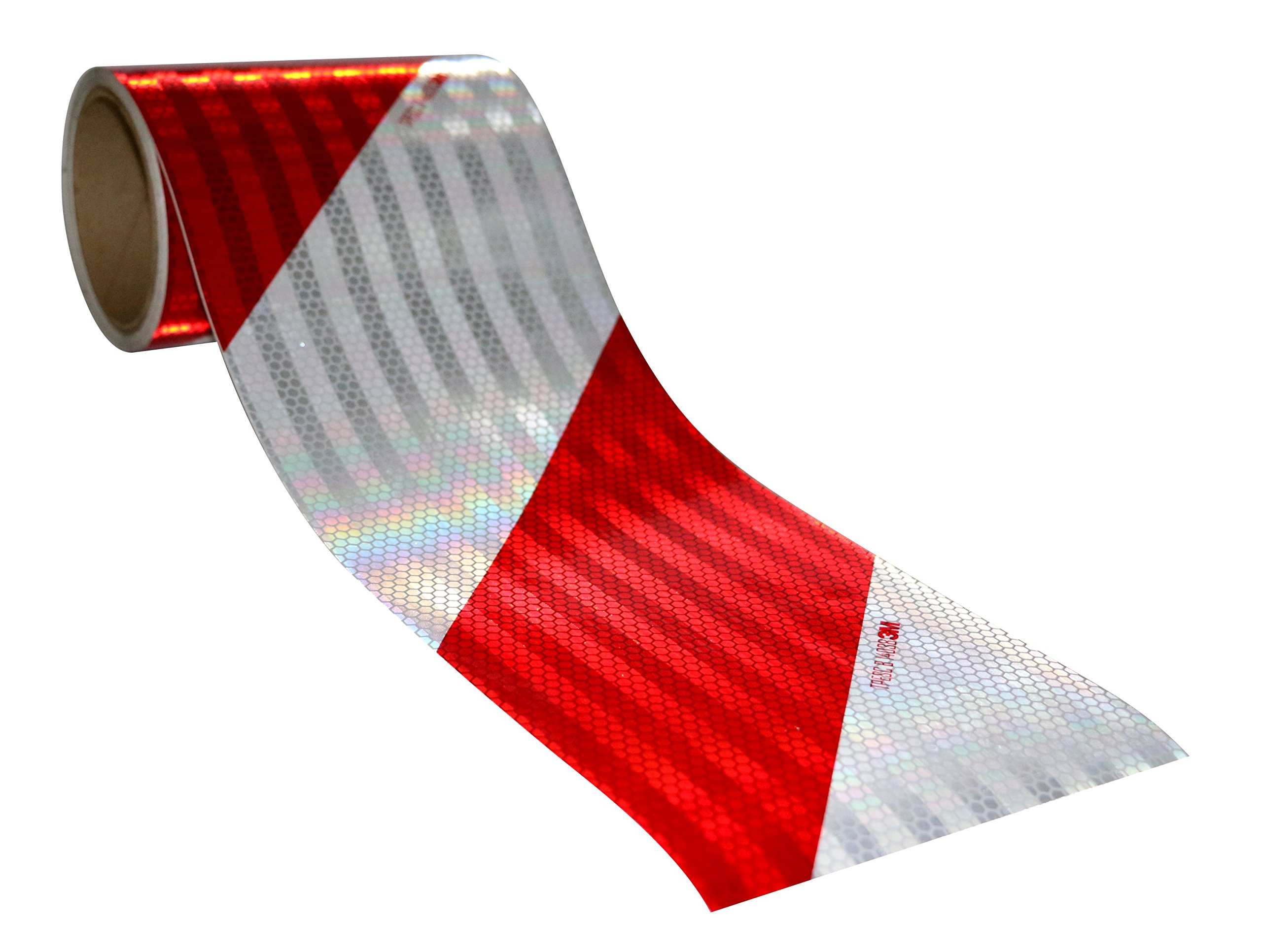 3M 82333K9 Bandes alternées Haute Intensité Prismatique, Gauche/Droite, 140 mm x 9 m, Rouge/Blanc (Pack de 2 Rouleaux)