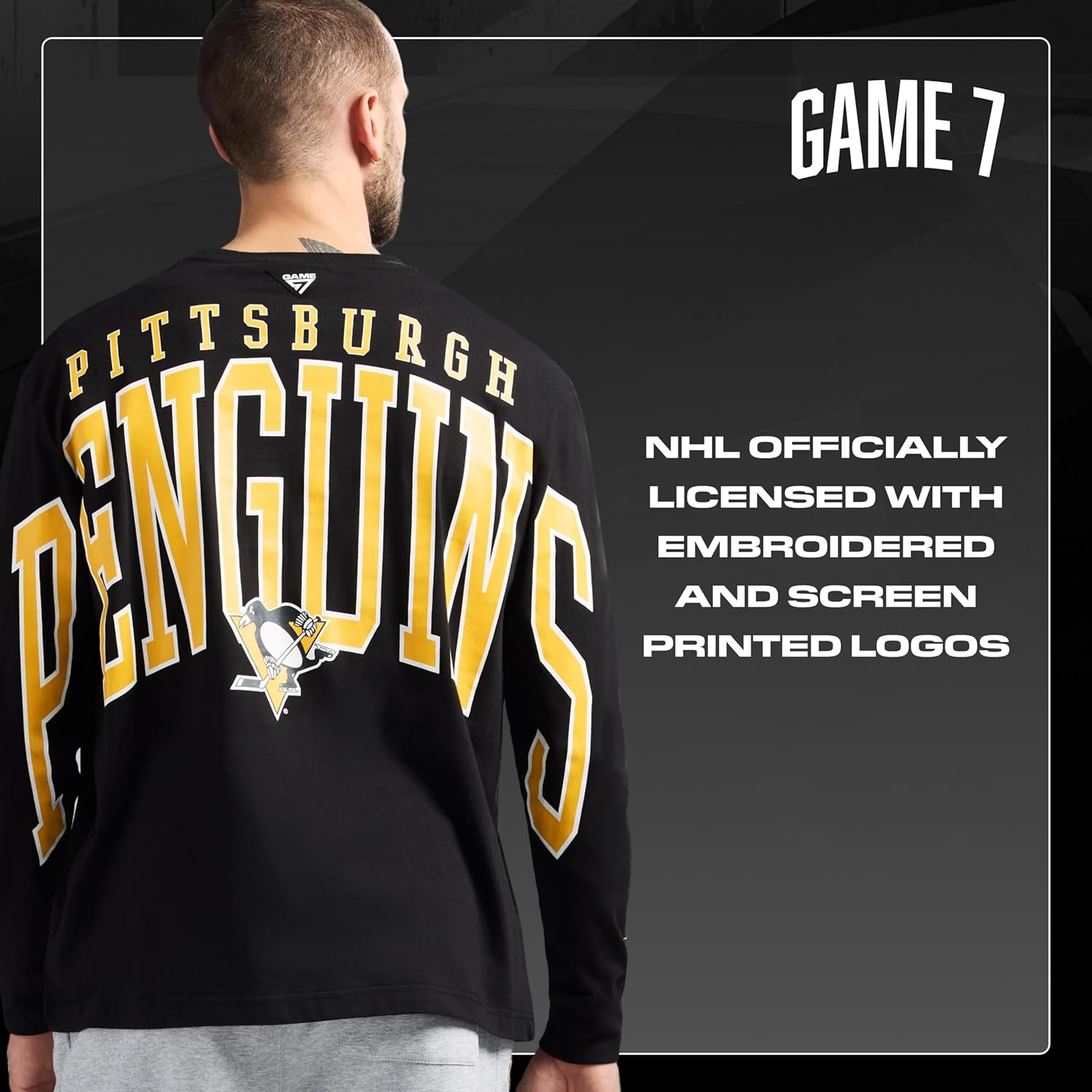 Game 7 x NHL Men's Officially Licensed Long Sleeve Crew Neck Cotton Graphic T-Shirt