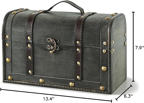 Miniatura 9 de Soul & Lane Katherine - Cofre del tesoro pequeño con asa y tapa con bisagras, baúl decorativo de pirata para accesorios y decoración del hogar, caja