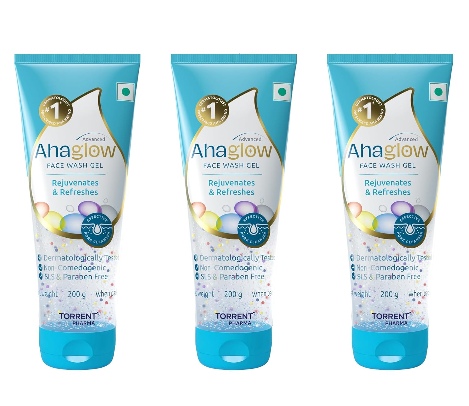 Ahaglow Advanced Face Wash Gel with AHA(Alpha-Hydroxy Acid)|Jojoba Oil|Tea Tree Oil|Allantoin|Vitamin E|Oakbark Extract|De...