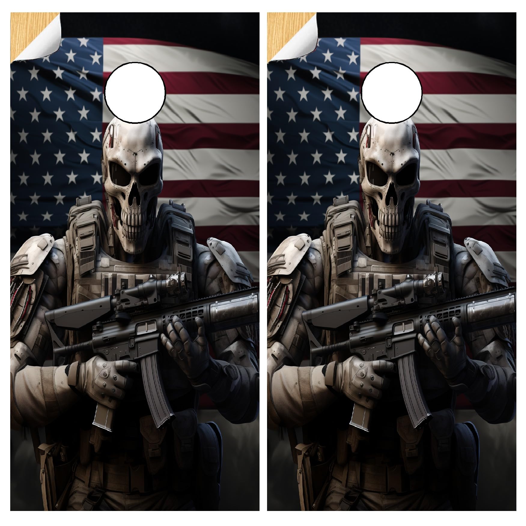 GRAPHIX EXPRESS Cornhole Board Wraps - Cornhole Wraps for Boards - Cornhole Decals for Boards - Cornhole Vinyl Board Wrap - Cornhole Skins for Boards - Cornhole Set - C308 Skeleton AR Flag