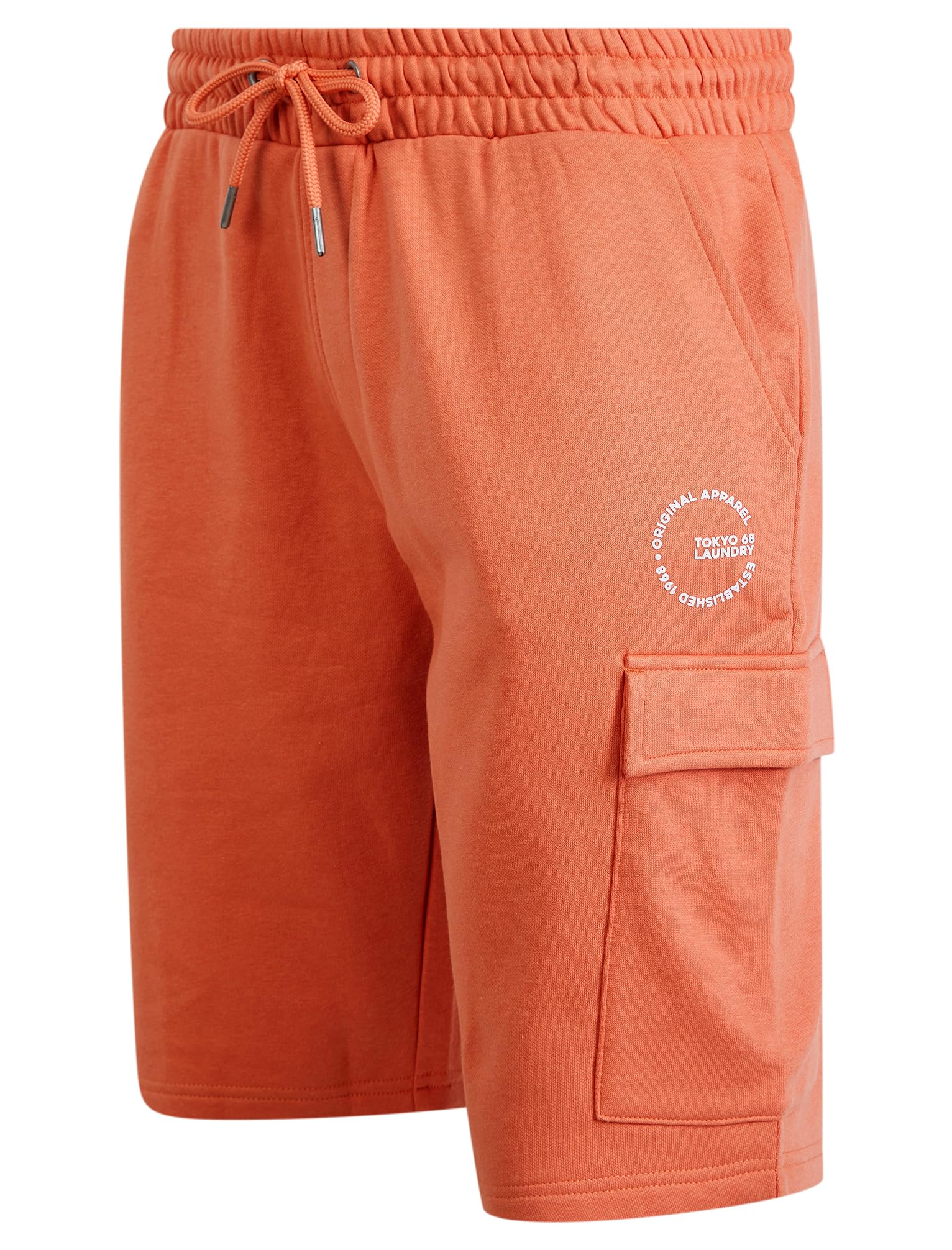 Tokyo Laundry Men's Orange Layden Multi-Pocket Brushback Fleece Jogger Cargo Shorts In Xl