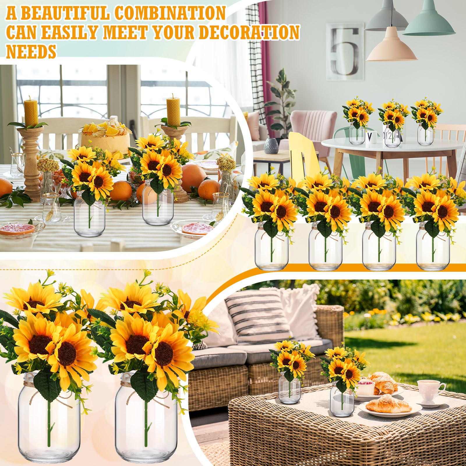 Wedding Table Decor XunYee 10 Set Mason Jar Table Centerpiece With Flower Mason  Jar Flower Centerpiece Vases Decor For Engagement Party Bridal Shower Centerpieces  Wedding Reception Table Decor (Eucalyptus) In Center Pieces, image size:1600x1600