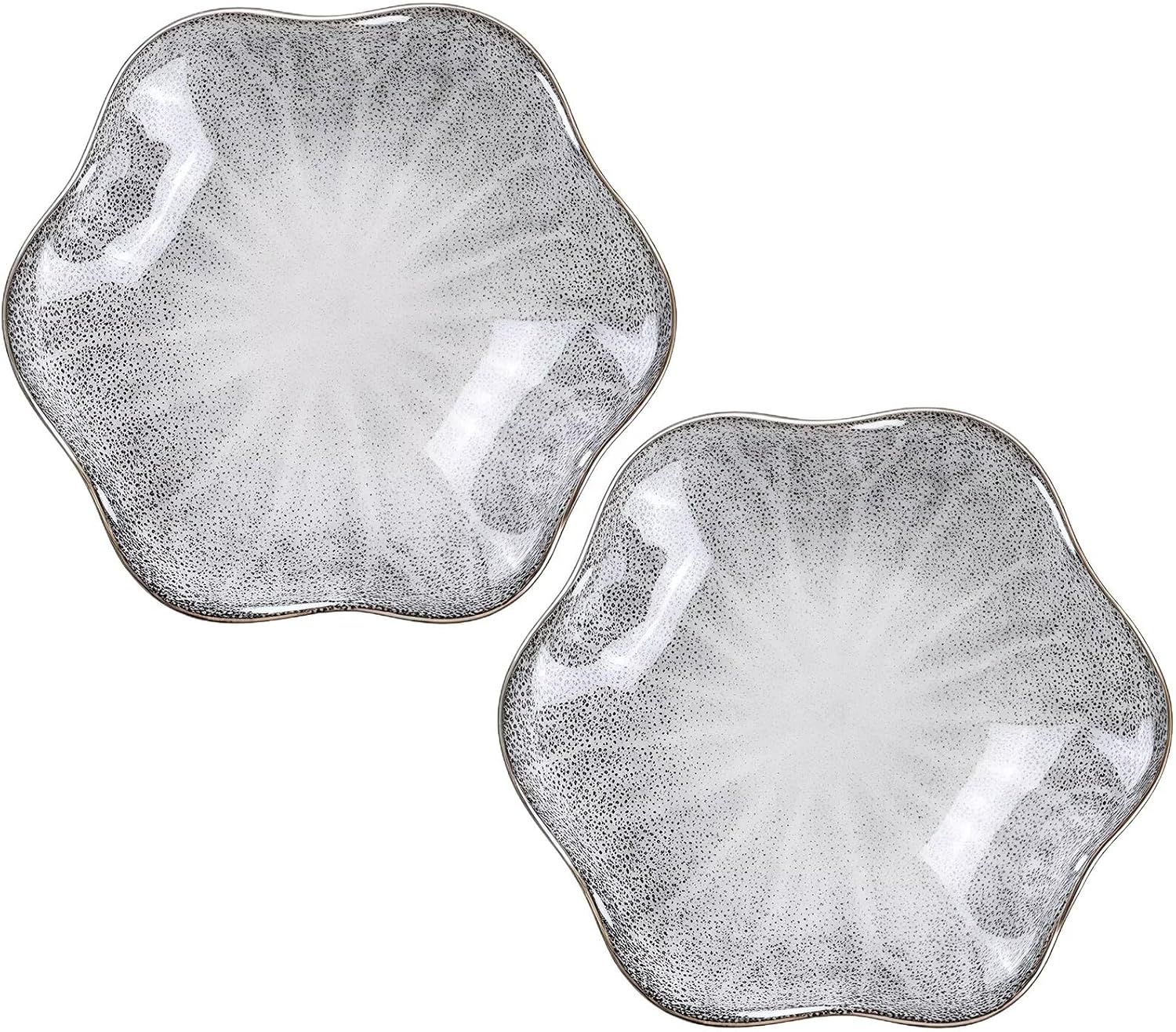 2Pcs Ceramic Jewelry Dish - Lotus Leaf Shape, for Ring Holder Necklace Small Key, Suitable for Mother Friend Sister, Gifts for Women, Cute Plate Trinket Tray, Home Decor (Grey - 2Pcs)