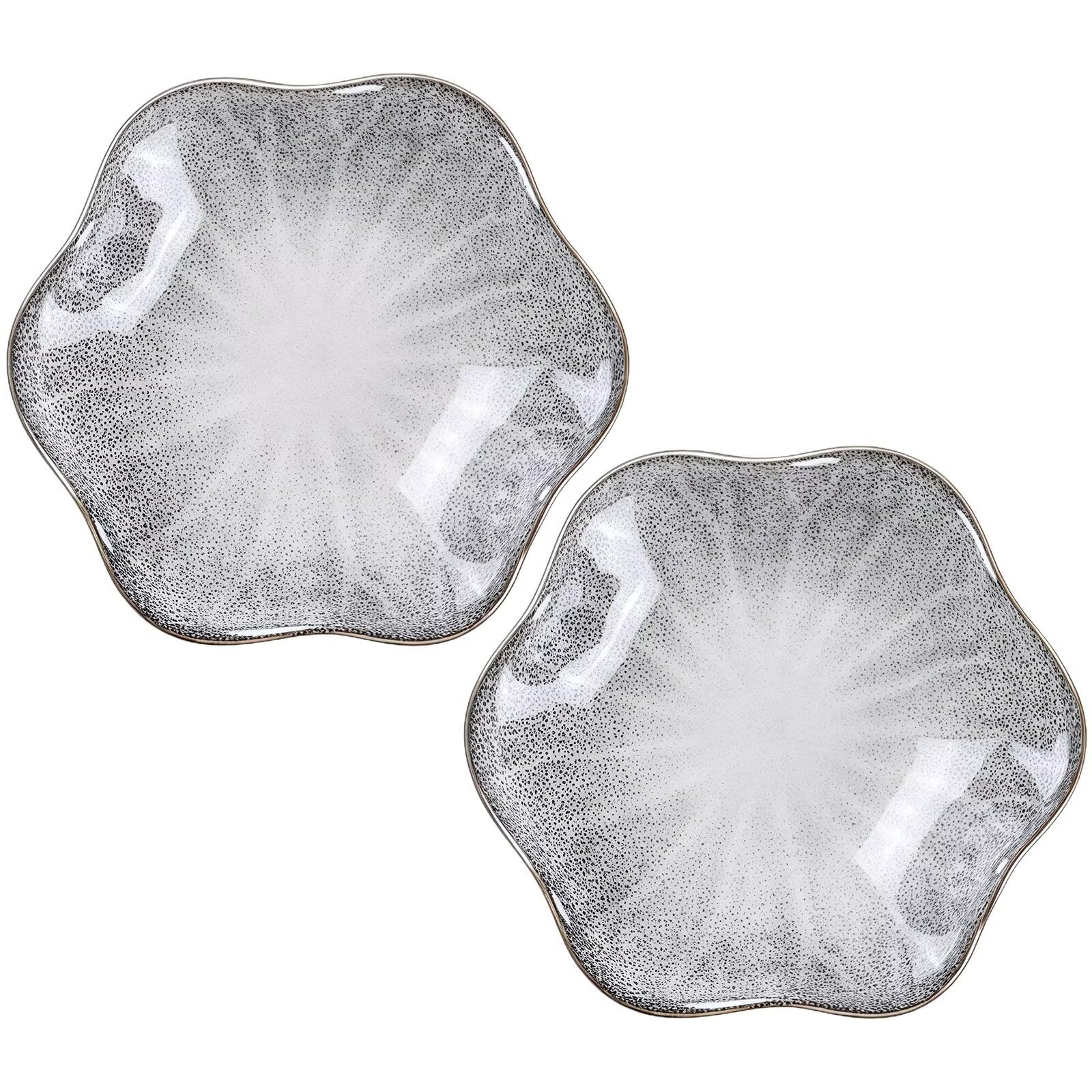 2Pcs Ceramic Jewelry Dish - Lotus Leaf Shape, for Ring Holder Necklace Small Key, Suitable for Mother Friend Sister, Gifts for Women, Cute Plate Trinket Tray, Home Decor (Grey - 2Pcs)