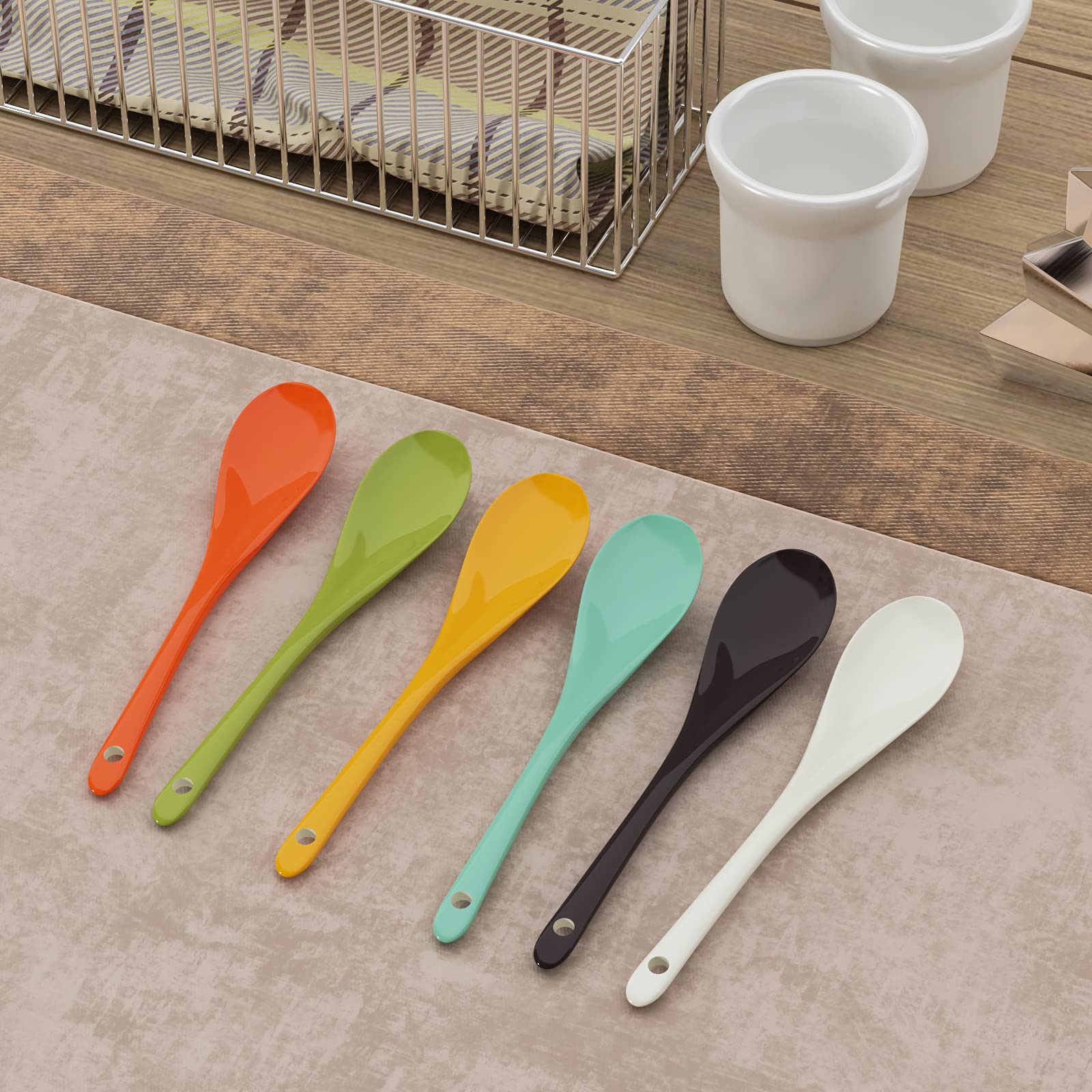 WELLGRO Cucchiaio per uova in porcellana – Cucchiaio in porcellana colorato, cucchiaino da tè, cucchiaio da dessert, portauova, posate, diverse quantità a scelta, numero di pezzi: 24 pezzi