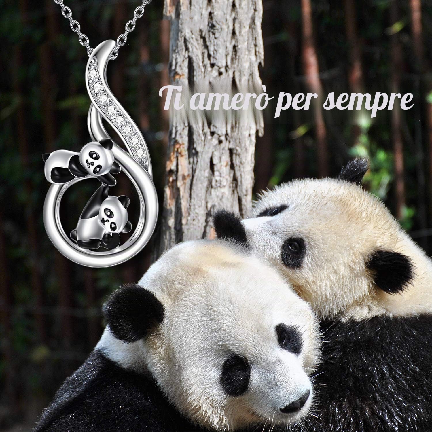 LONAGO Collana con Animali 925 Sterline D'argento Coniglio Volpe Pinguino Mamma Orso Elefante Panda Pendente Collana Gioielleria