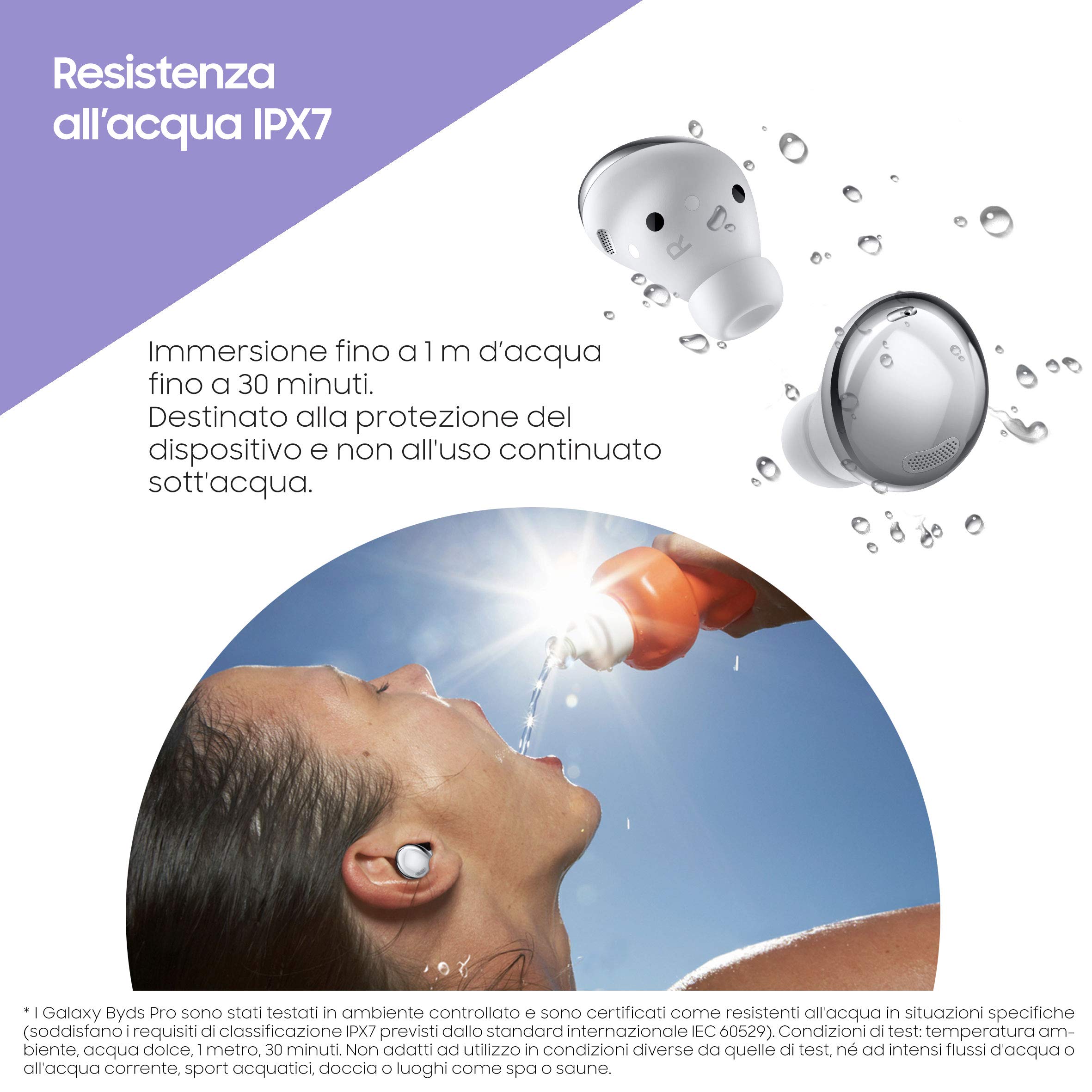 Samsung Auricolari Galaxy Buds Pro + Adattatore USB-C Auricolari Wireless, Cancellazione attiva dei rumori, Suono ambientale, IPX7, Carica Wireless, Argento (Phantom Silver) [Versione Italiana]