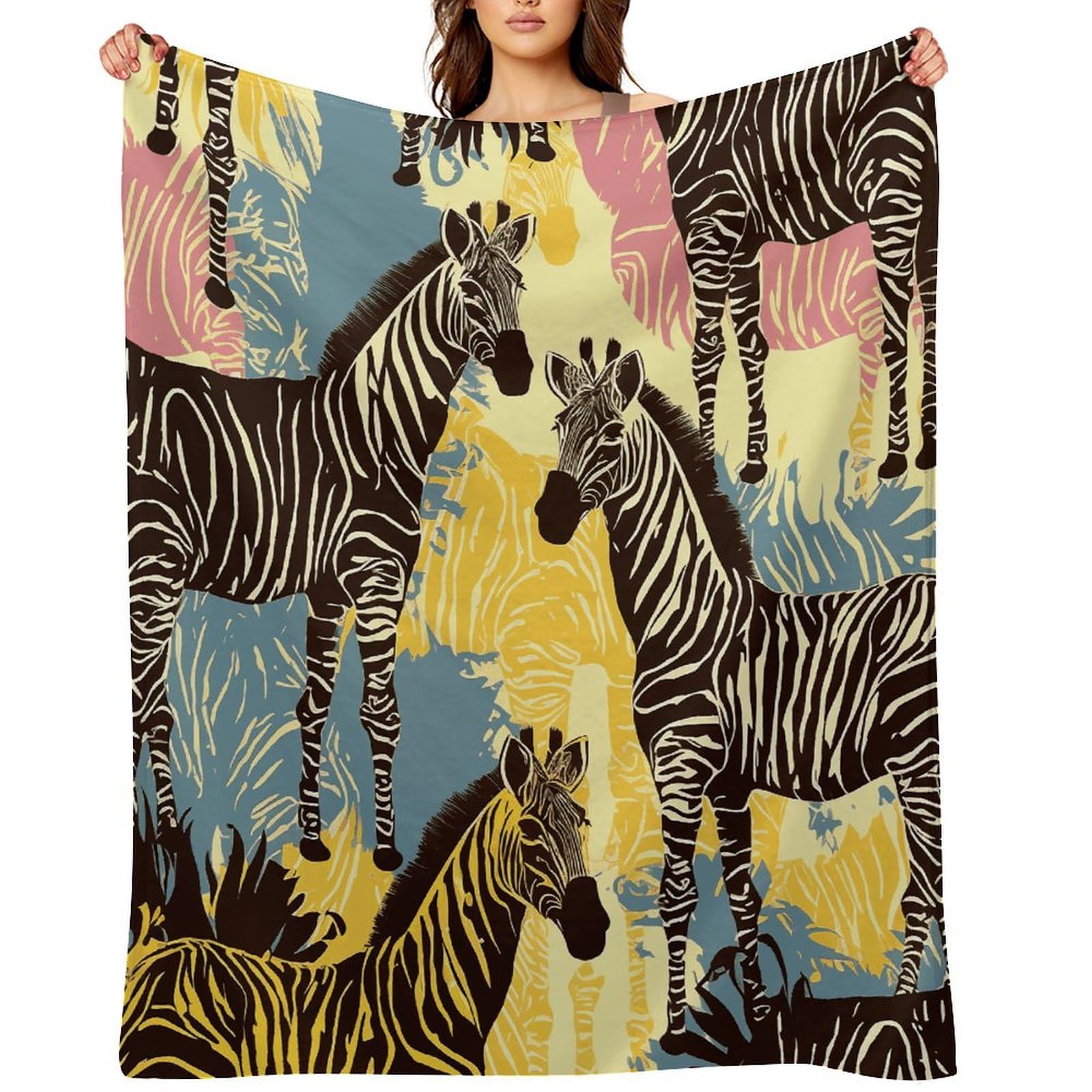 Fekiloot Style Giraffe And Zebra Throw Blankets Camping Blanket50 X60