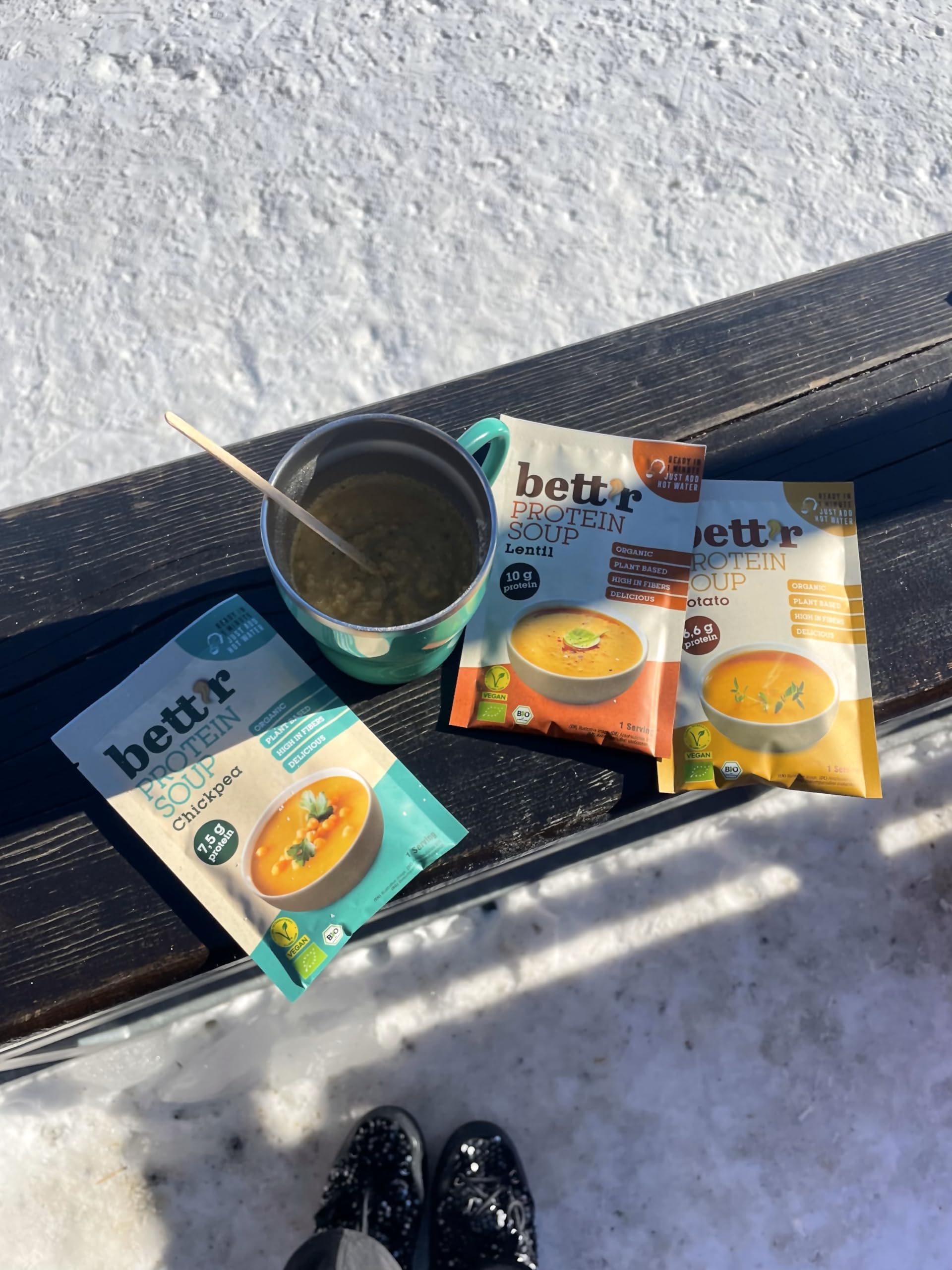 Bett’r BIO Sopa de Proteína con Lentejas Rojas 100% Orgánica Vegana sin Gluten 16 x 30 g