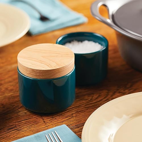 Miniatura 14 de Rachael Ray Ceramics - Juego de cajas apilables para especias y condimentos con tapa, 2 piezas, color verde azulado