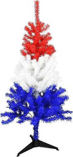 Tree Buddees Árbol de Navidad patriótico rojo, blanco y azul de 4 pies de alto, árbol de Navidad en julio