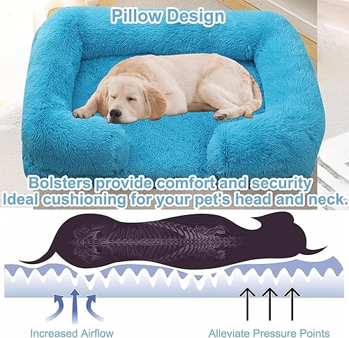 Miniatura 2 de Camas ortopédicas para perros de gran tamaño con forro impermeable y parte inferior antideslizante, cama rectangular lavable para perros y gatos