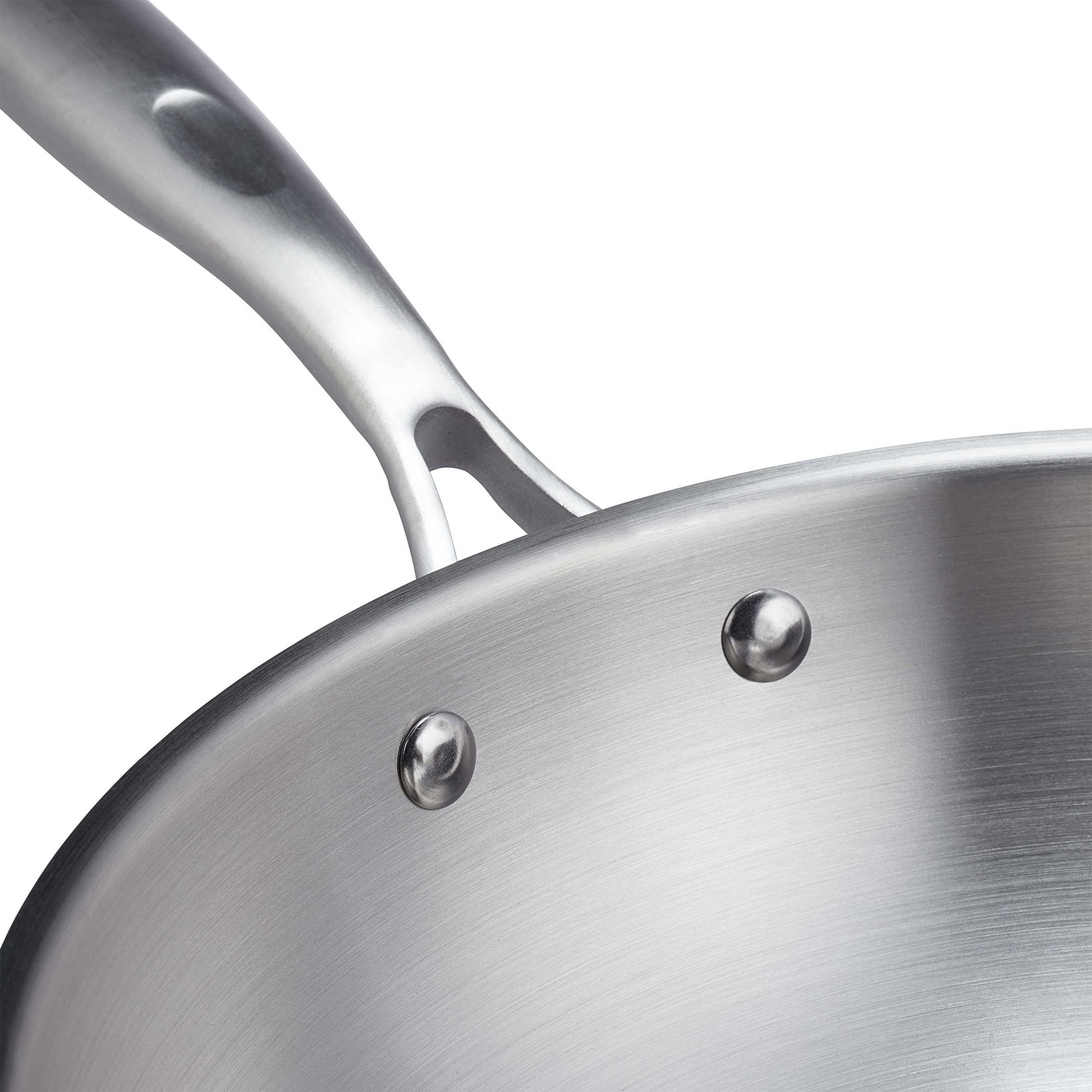 Relaxdays Padella Wok, Ø 32 cm, Acciaio Inox Non Rivestito, Coperchio in Vetro, Fornello Elettrico e Induzione, Argento