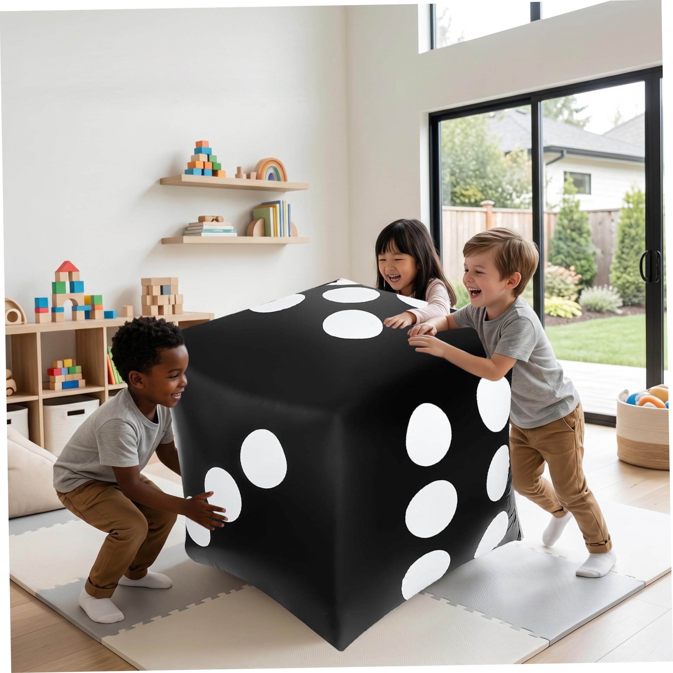 Dadi Gonfiabili Giganti da 40 Pollici, Dadi Jumbo da Giardino a Prova di Perdite in PVC per Gioco da Tavolo per Feste in Piscina per Prato all'aperto per Interni, Nero