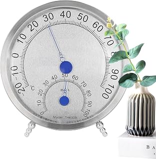 Round Pointer Type Thermometers Hygrometer, High Precision 2 in 1 Temperature Humidity Monitor Gauge, Waterproof Weather Dial for Pool, Garden, Patio, Indoor & Outdoor Ziyuan