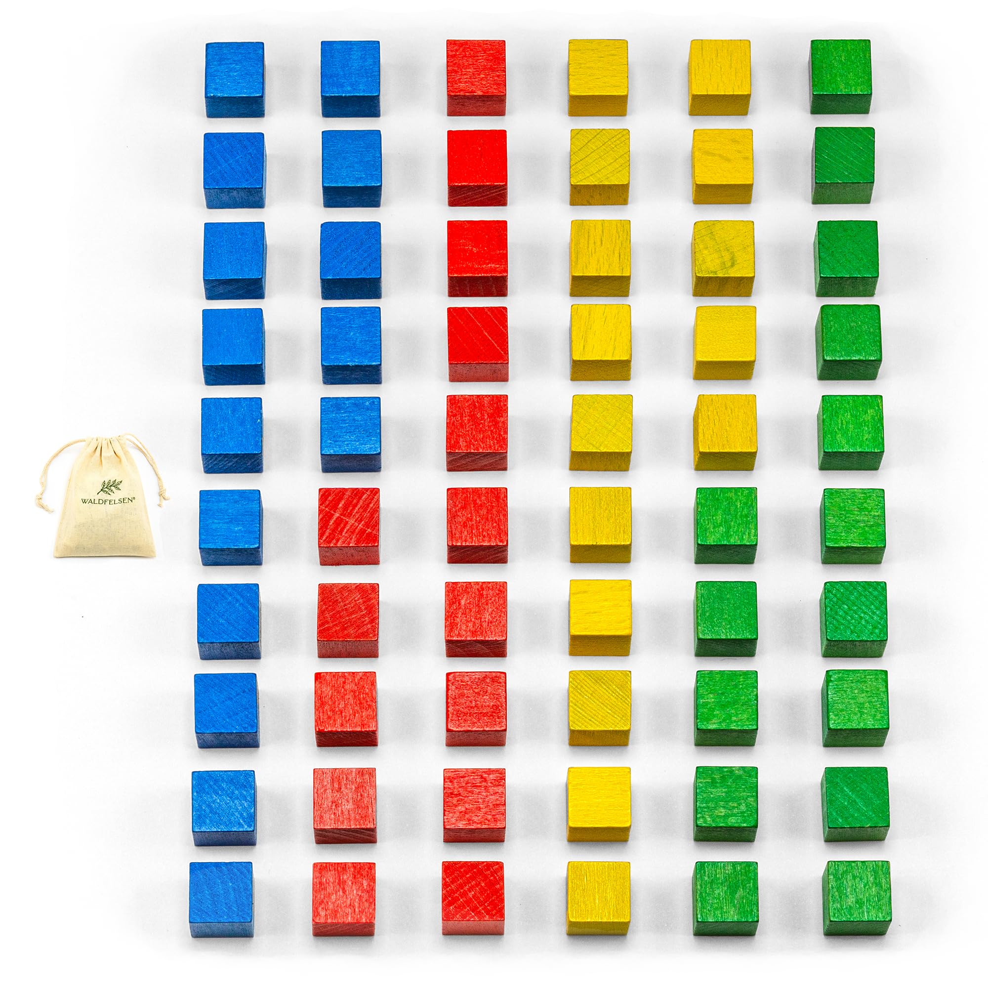 Waldfelsen Small Wooden Cubes 60 Wooden Cubes Made of Beech Wood in Four (Size: 12 mm)