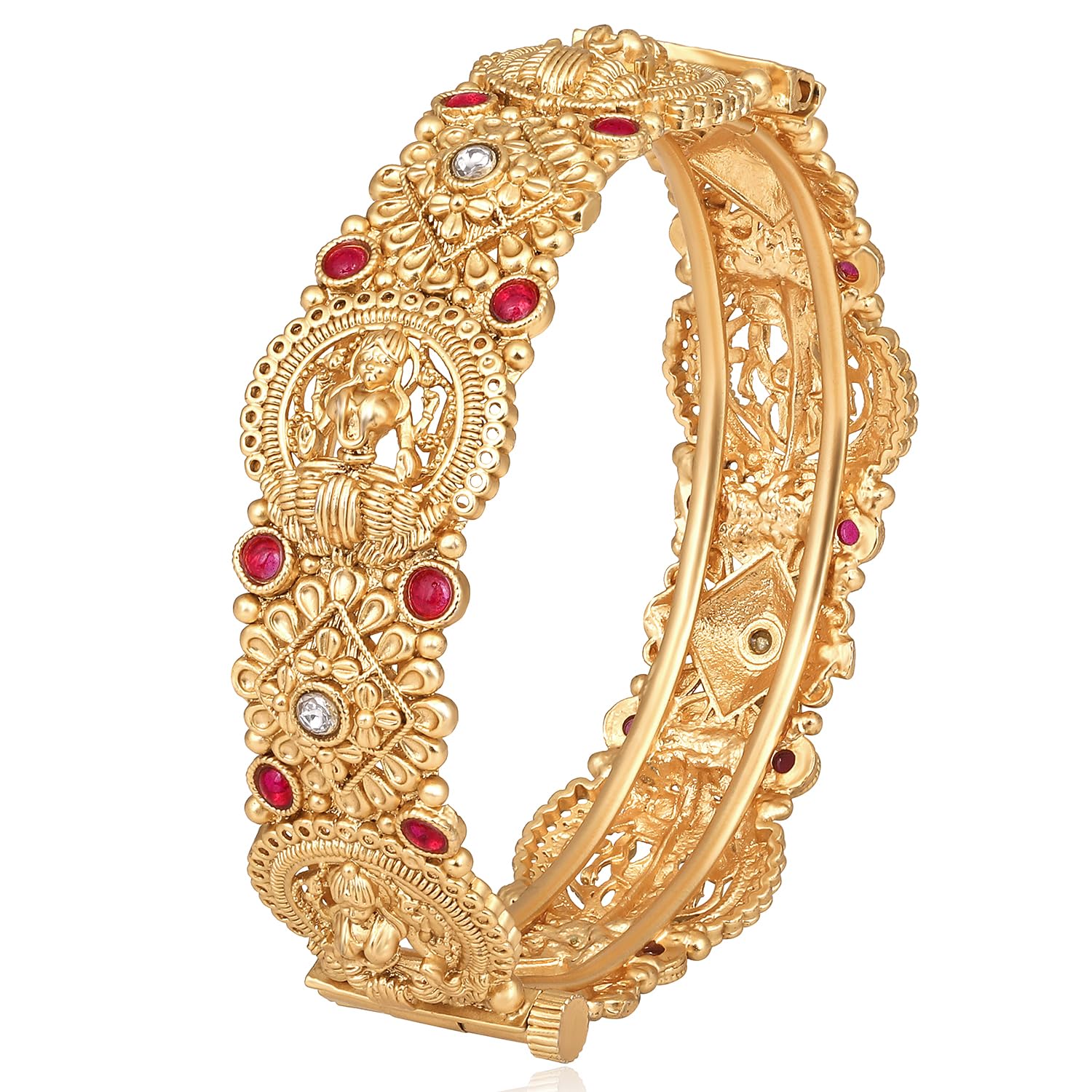 Peora Gold Plated Goddess Laxmi Thick Synthetic Stone Studded Single Piece Openable Kada Bangle Antique Jewellery for Women (Size - 2.8 inch) (B0D47M1JDS) Amazon Price History, Amazon Price Tracker