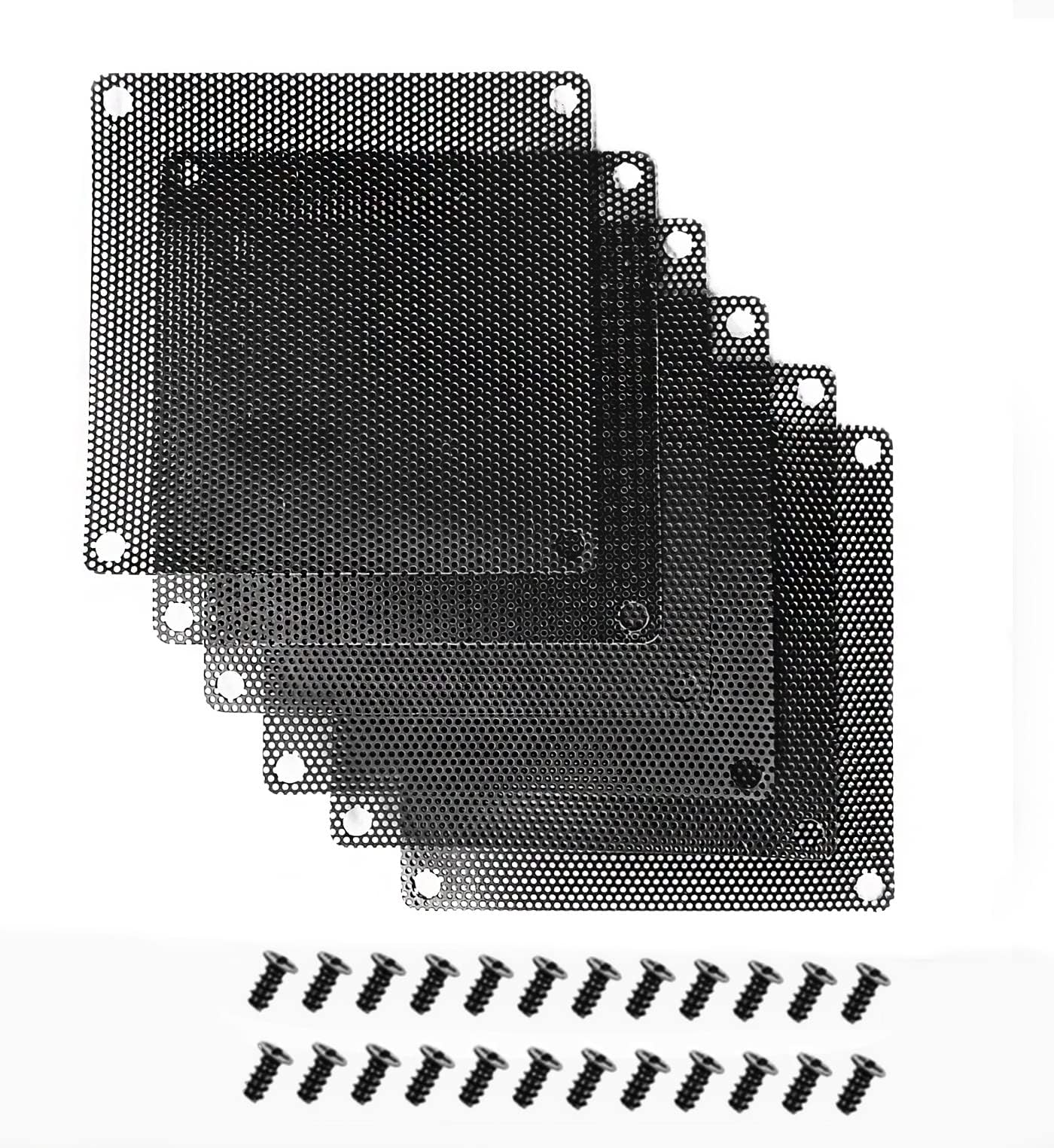 80mm 8cm PVC PC Cooler Fan Dust Filter Black 6pc with screws (80mm, 6 Pc Pack)