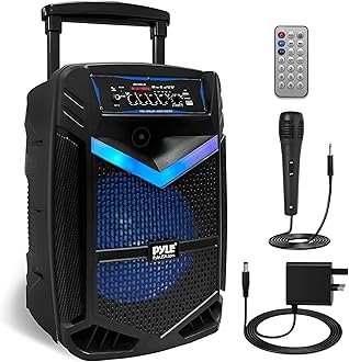 Portable Bluetooth Karaoke Machine, 1200W Rechargeable Speaker System with 38cm Subwoofer, Mic Input, Party Lights, USB SD Radio, Voice Amplifier, Singing Machine for Kids and Adults