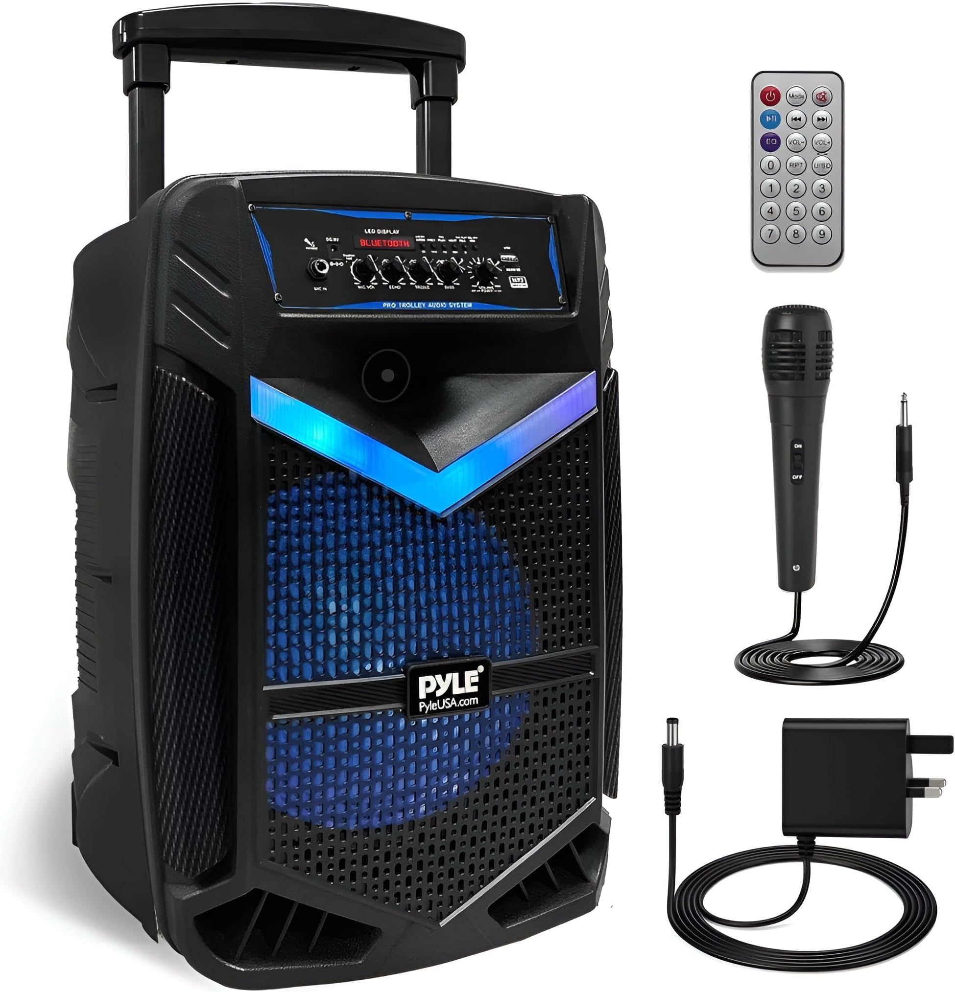 Portable Bluetooth Karaoke Machine, 1200W Rechargeable Speaker System with 38cm Subwoofer, Mic Input, Party Lights, USB SD Radio, Voice Amplifier, Singing Machine for Kids and Adults