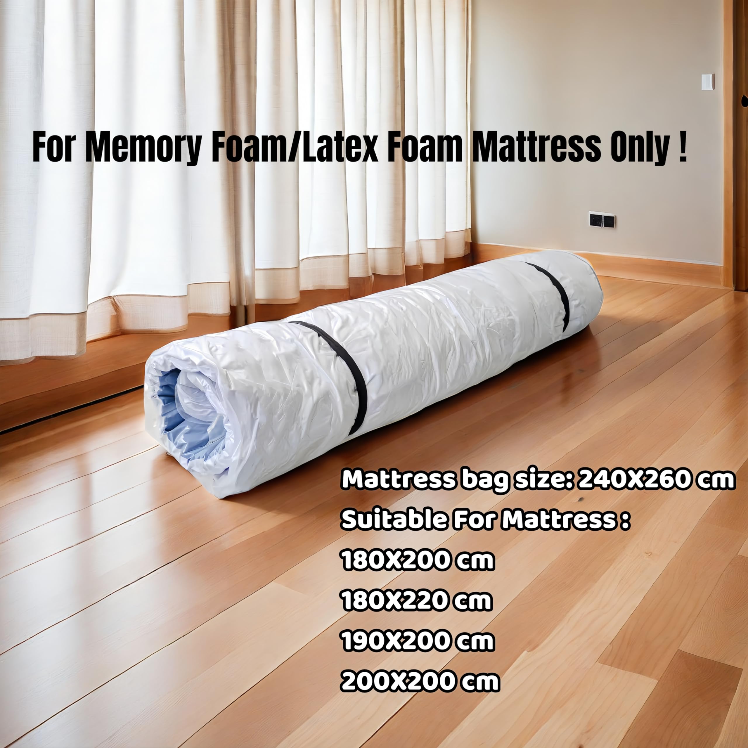 WORKKOOL Vacuum Mattress Bag for Moving Vacuum Sealed Bags for Mattress Storage Foam Mattress Bag with Zip (for Mattress 180 x 200 cm) - Image 2