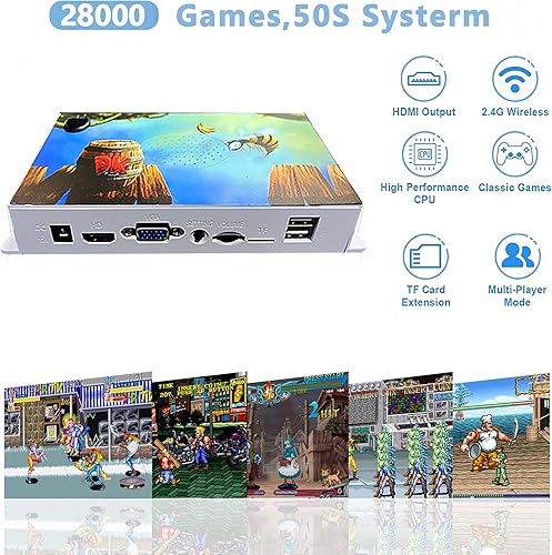 Miniatura 3 de RegiisJoy 28000 en 1 caja de juegos de Pandora 50S Arcade Stick Retro consola de juegos, Plug and Play, 9 emuladores, salida HDMI 4K, controladores