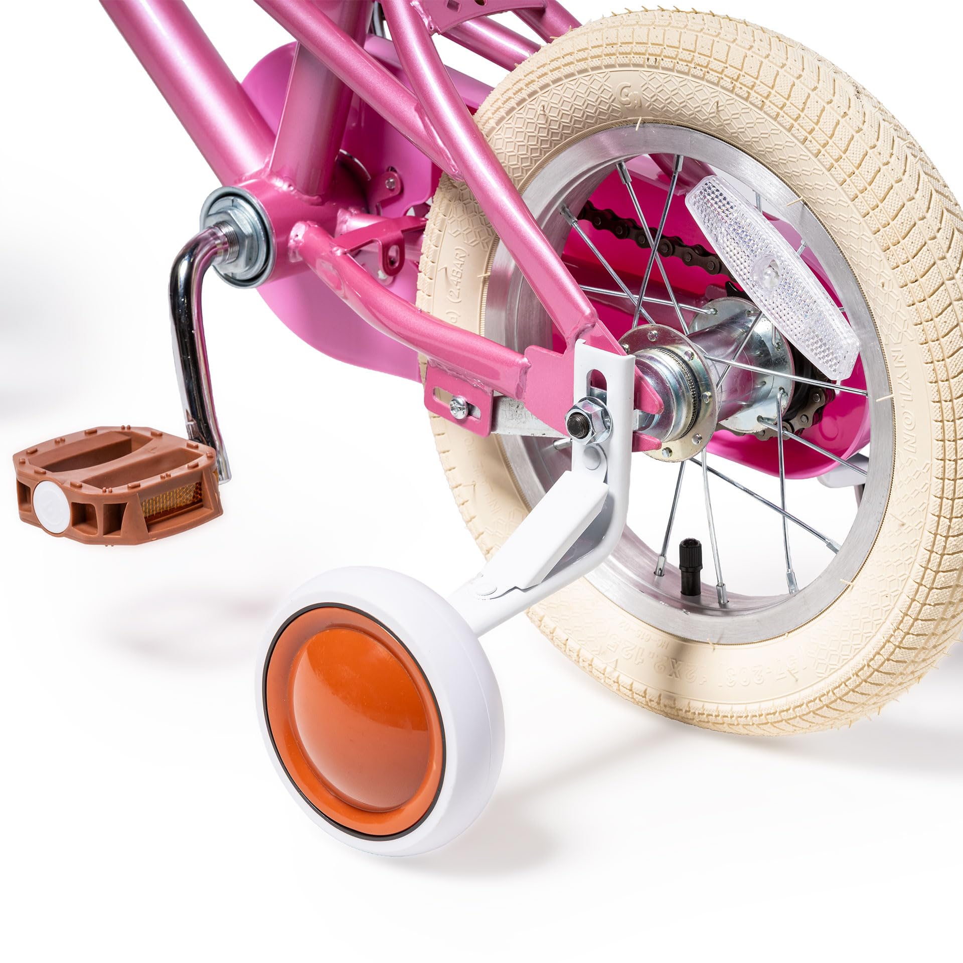 ATAA Bicicleta Infantil Estilo Retro Disponible en 12" 16" y 20" Pulgadas en Rosa y Azul con ruedines Ajustables o Caballete Cesta Delantera y Timbre para niñas y niños Coaster
