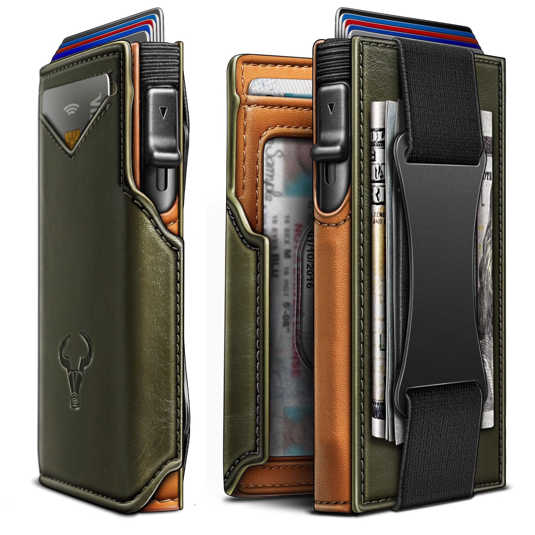 Men Wallet Gift Boxed,Slim Front Pocket Wallet Money Clip Card Holder 3.8"x2.7",Pop-up Access