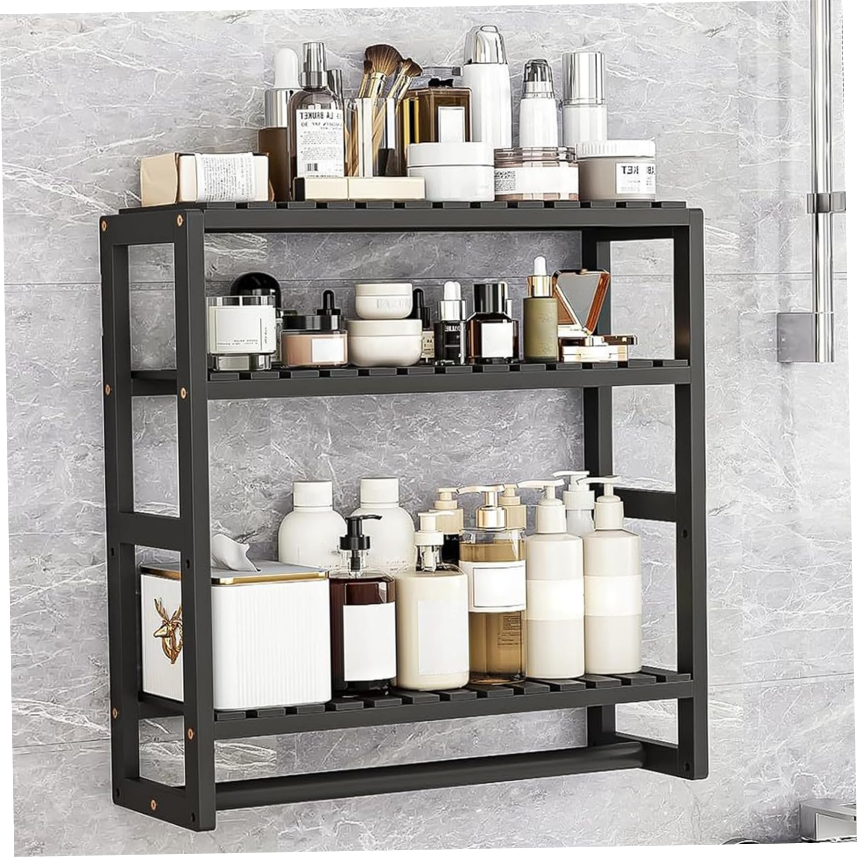 Xoeryoy Bathroom Shelves Wall Mounted over Toilet Bathroom Organizer with Towel Racks 3 Tier over Toilet Shelf for Home Kitchen Organizers