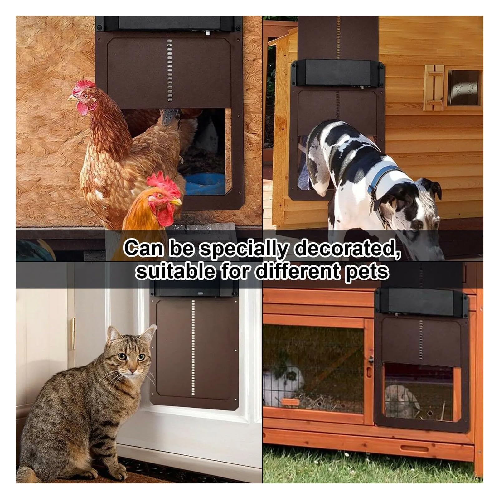 Porta Automatica For Pollaio Sensibile Alla Luce For E Pratica For Gabbie For Cani For Animali Domestici Sicuro E Affidabile(Brown)