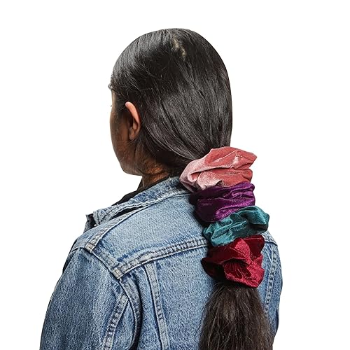 Miniatura 6 de 8 coleteros de terciopelo jumbo para niñas, mujeres, bandas elásticas, lindos accesorios de peinado, 8 colores