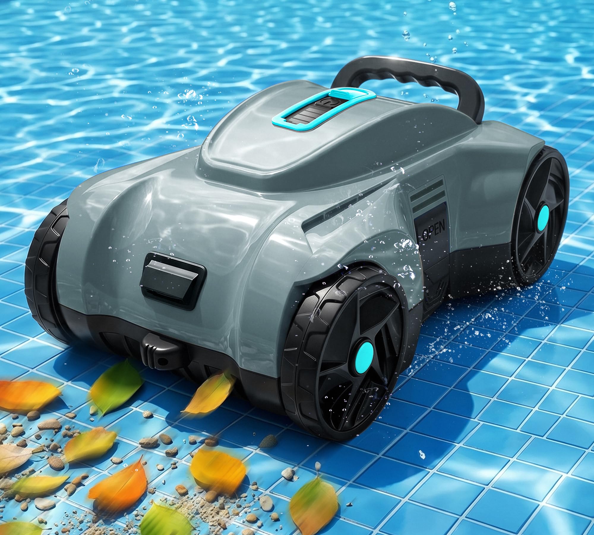 Photo 1 of **View Clerk Notes**LanOcean Cordless Automatic Pool Cleaner Robot, Efficient Pool Vacuum Robot w/Self-Parking, 120Min Runtime, Auto Debris Removal, Ideal for Daily Maintenance of Flat Above Ground & Inground Pools-Gray
