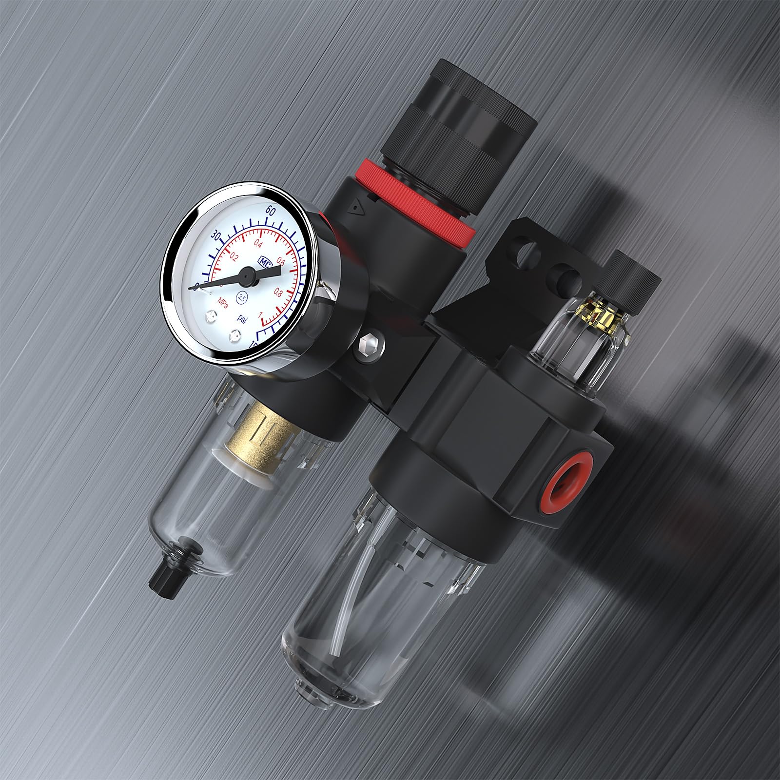 Regulador de presión de aire 1/4 compresor en línea separador de agua filtro neumático con piezas de calibre comprimido AFC2000+kit de latón de EE. UU