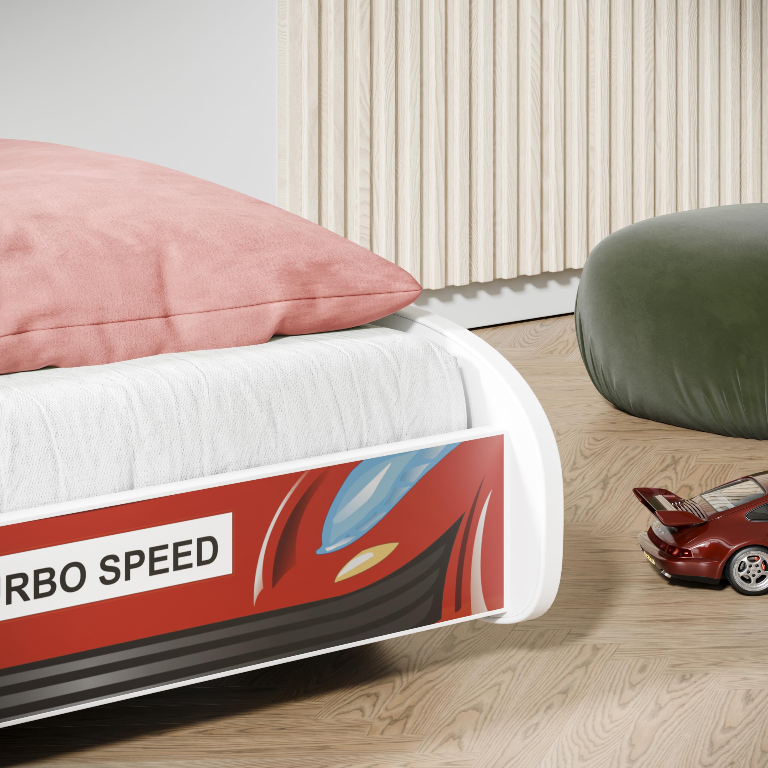 Letto Bambini A Forma Di Auto Da Corsa KOBI - 160x80cm Con Materasso, Tema Gara - Foto 13