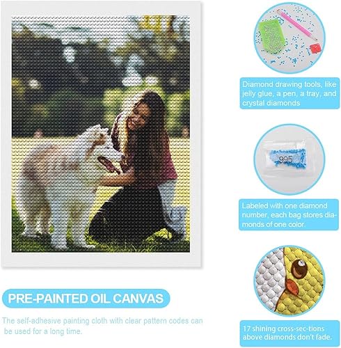 Miniatura 5 de Oznufi Kits de pintura de diamantes personalizados para adultos, taladro completo personalizado 5D, arte de diamantes con foto personalizada,