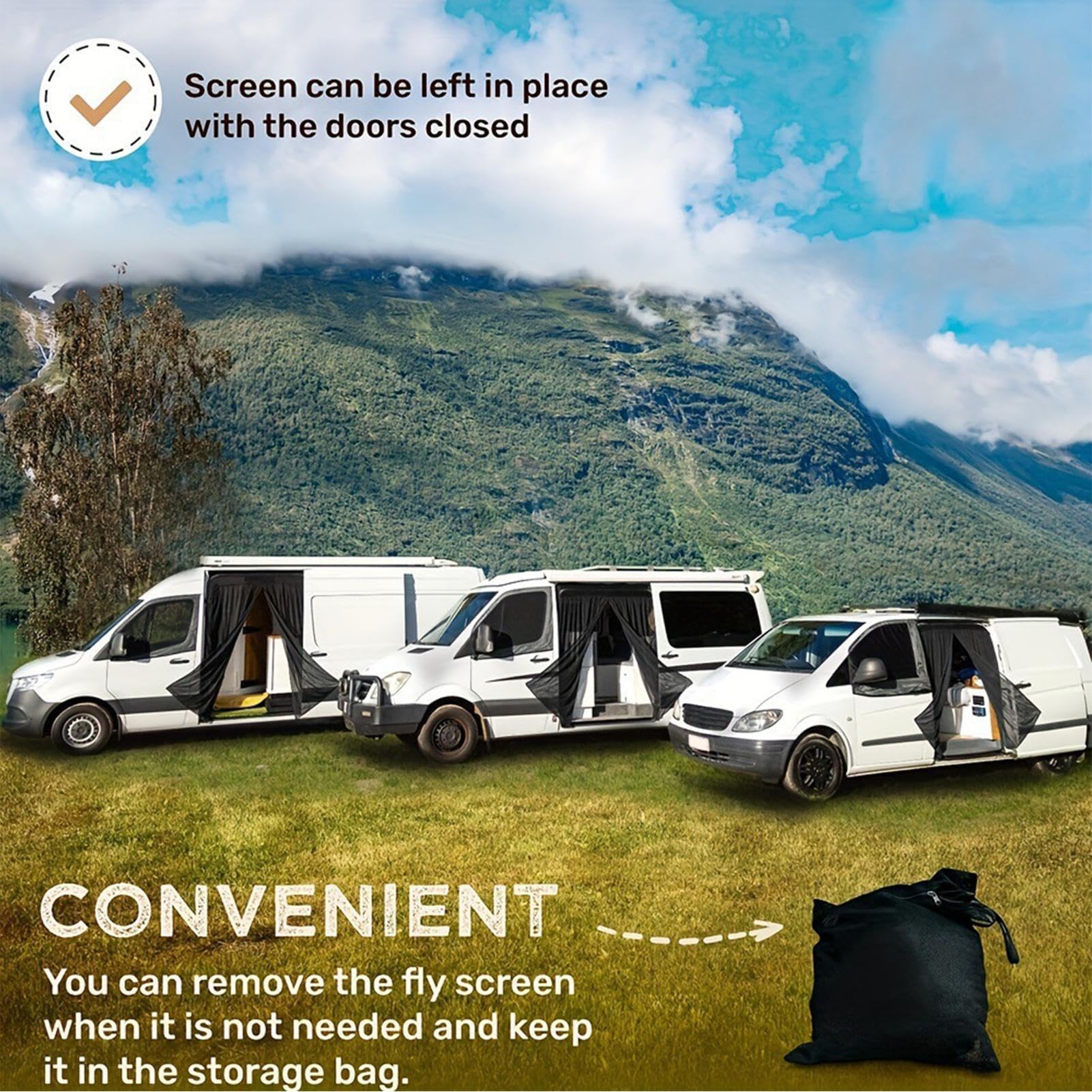 Zanzariera Magnetica Per Porta Camper Rete Antimosche Anti-UV Confortevole | Schermo Protettivo Privacy per Porta per Campeggio, Avventura, Viaggi, Lunghi Tragitti, Soste, Vacanze, Riposo, SUV