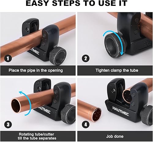 Miniatura 3 de HAUTMEC Herramienta de corte de tubos de cobre 18" a 58"OD (3-16mm), Mini herramienta de corte de tubos de cobre para PVC, cobre, aluminio y tubos