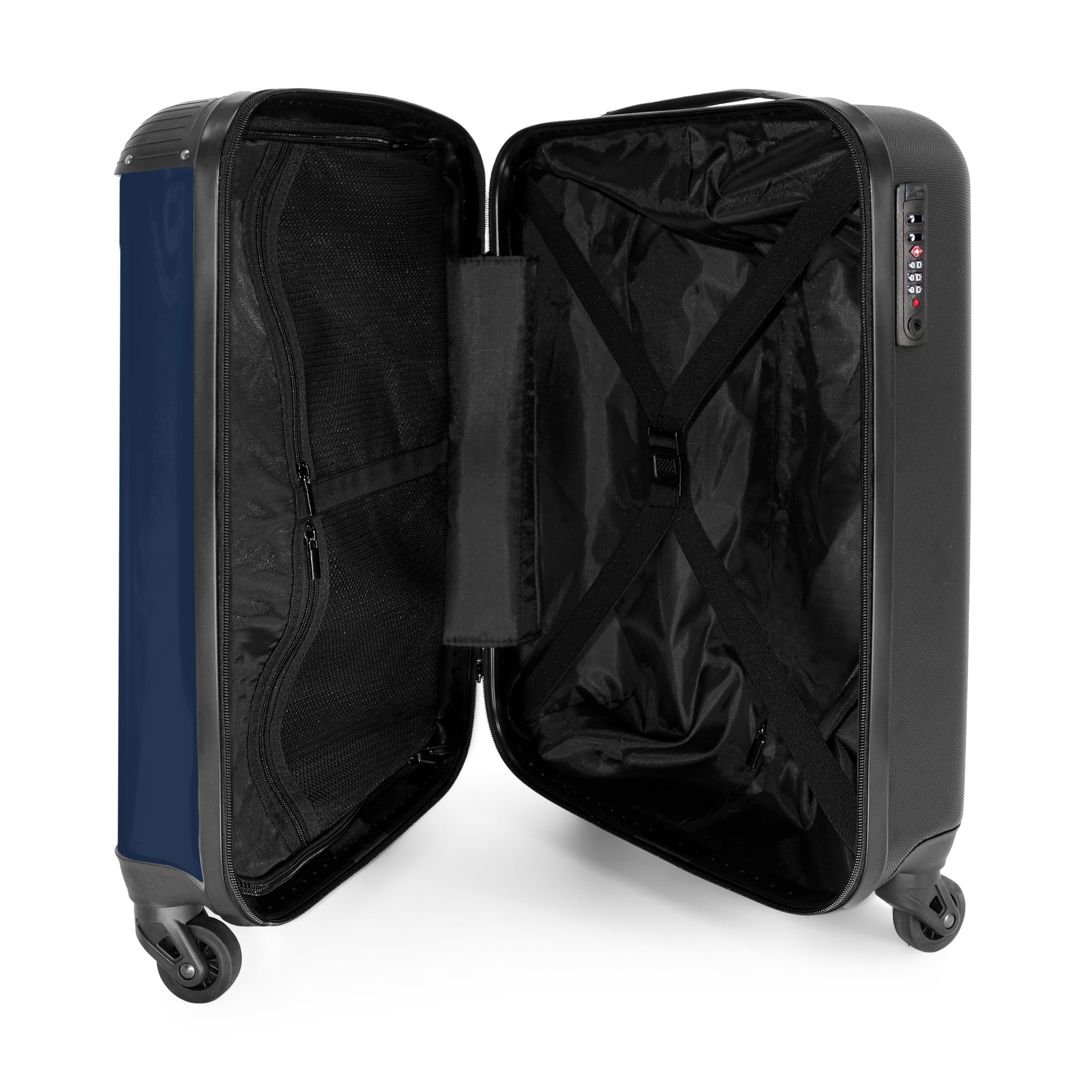 NoBoringSuitcases.com Valise Cabine Personnalisable, Bagage Pas Cher, Petit Modèle de Voyage 55x35x25cm (Football - Uniforme Domicile France 2022 - Bleu Foncé)