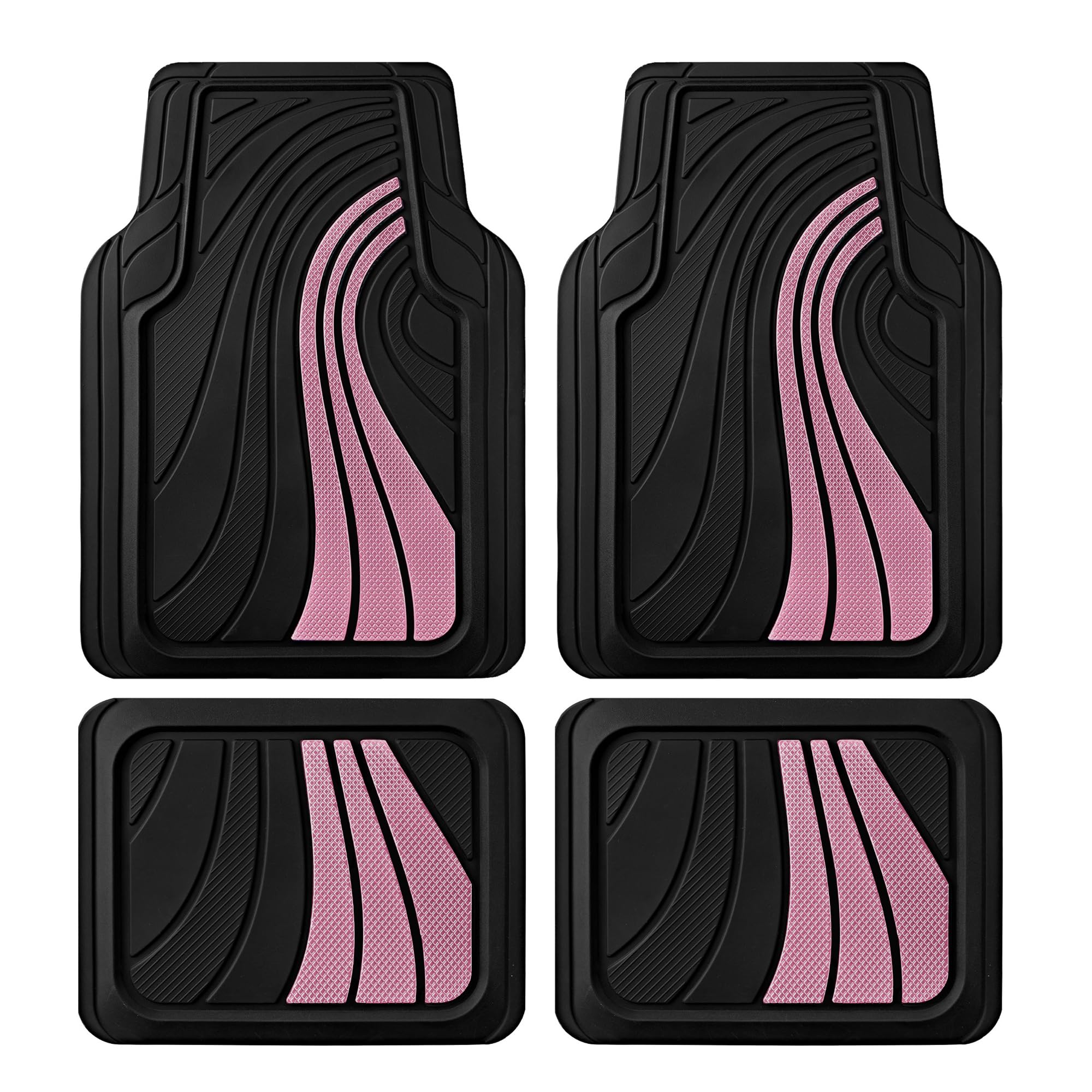 Road Comforts Car Floor Mats with Aluminum Design in Pink