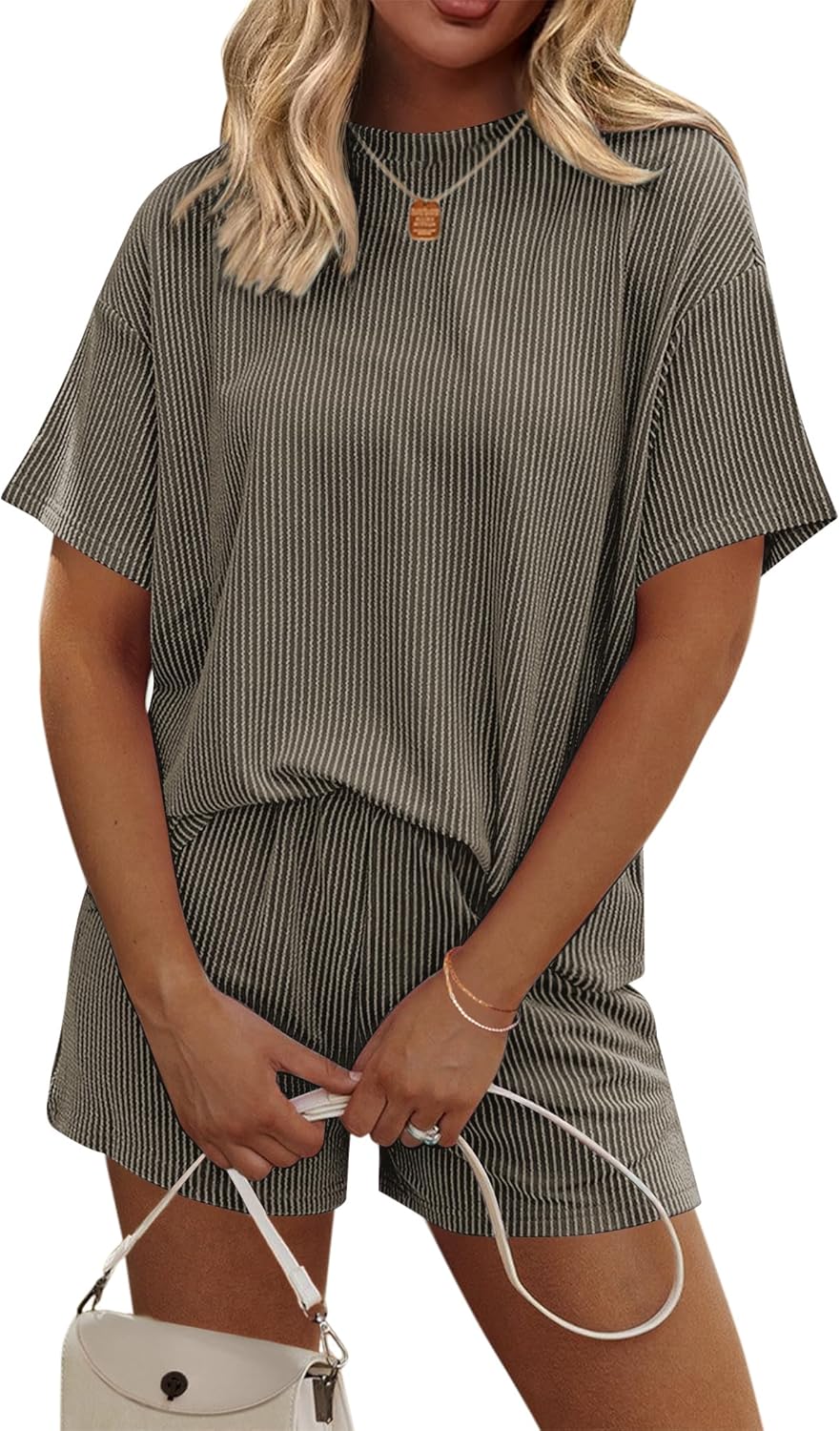 Ekouaer Womens Pajama Sets Short Sleeve Lounge Sets 2 Piece Pjs Tops and Shorts Outfits Matching Loungewear with Pockets