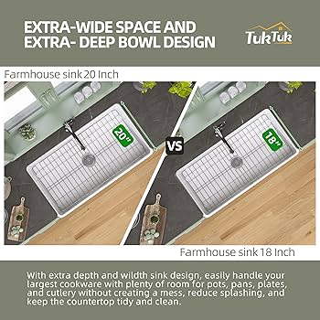 TUKTUK White Farmhouse Sink 36 x 20 Fireclay Apron Front